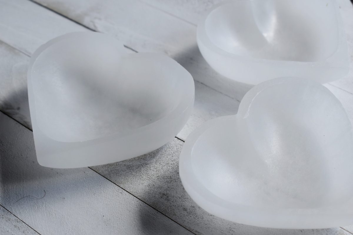 selenite heart bowl