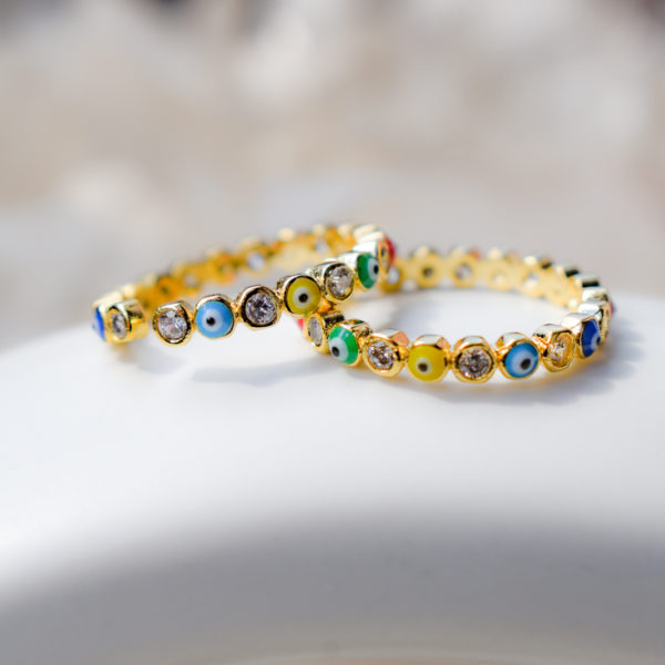 multi color evil eye gf ring