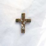 moss agate gemstone cross pendant
