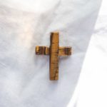 tiger's eye gemstone cross pendant