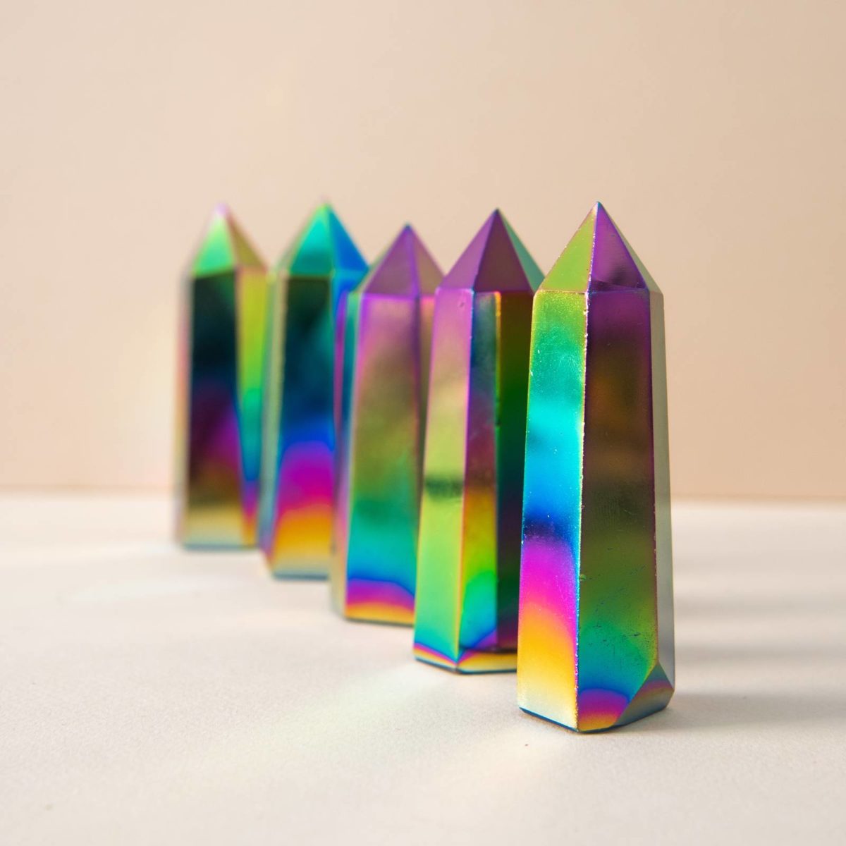 titanium aura quartz point