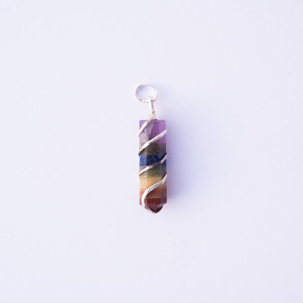 7 chakra wire wrapped point pendant