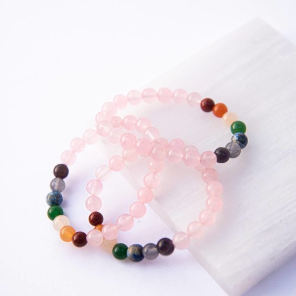 rose quartz 7 chakra bracelet