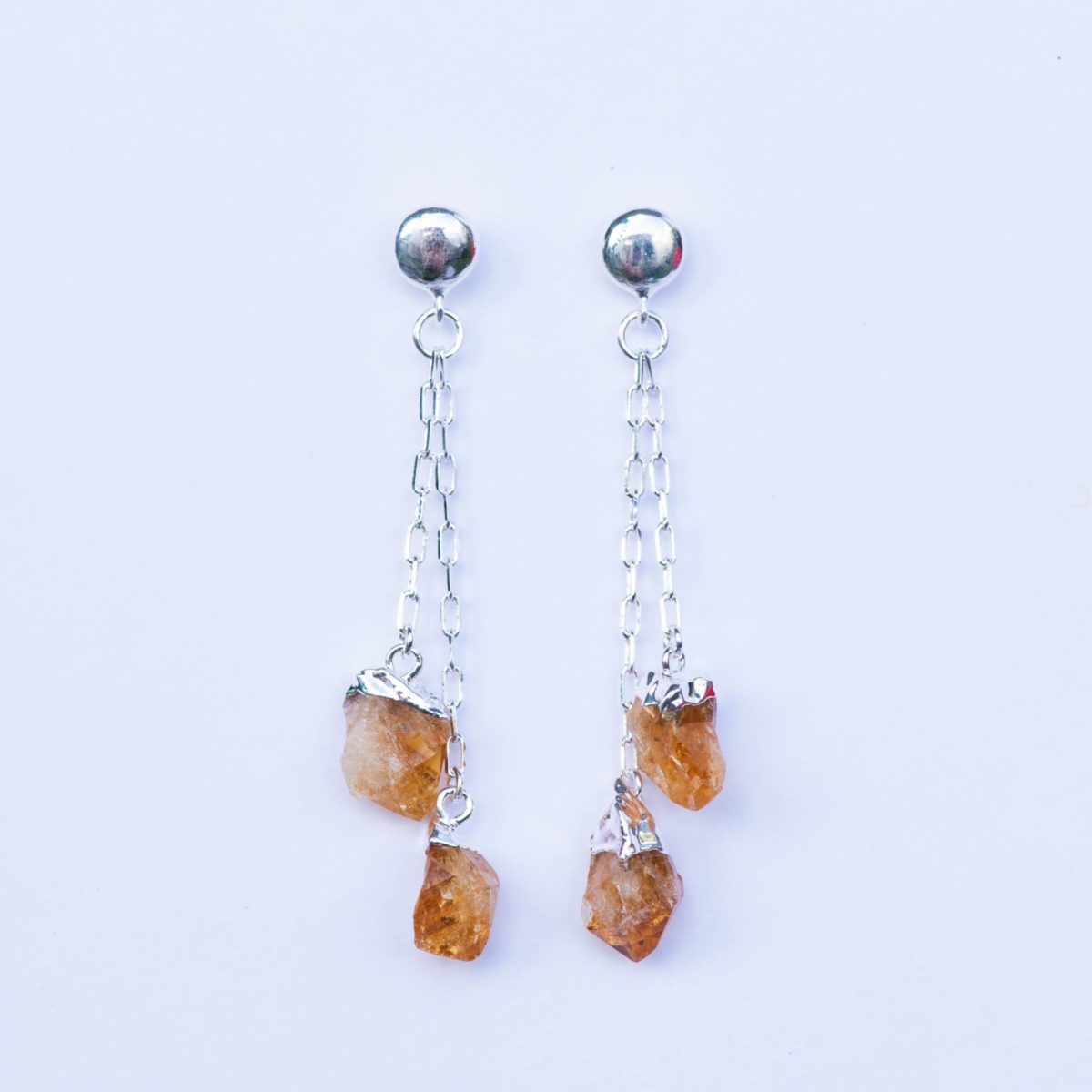 citrine double rough point earring