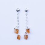 citrine double rough point earring