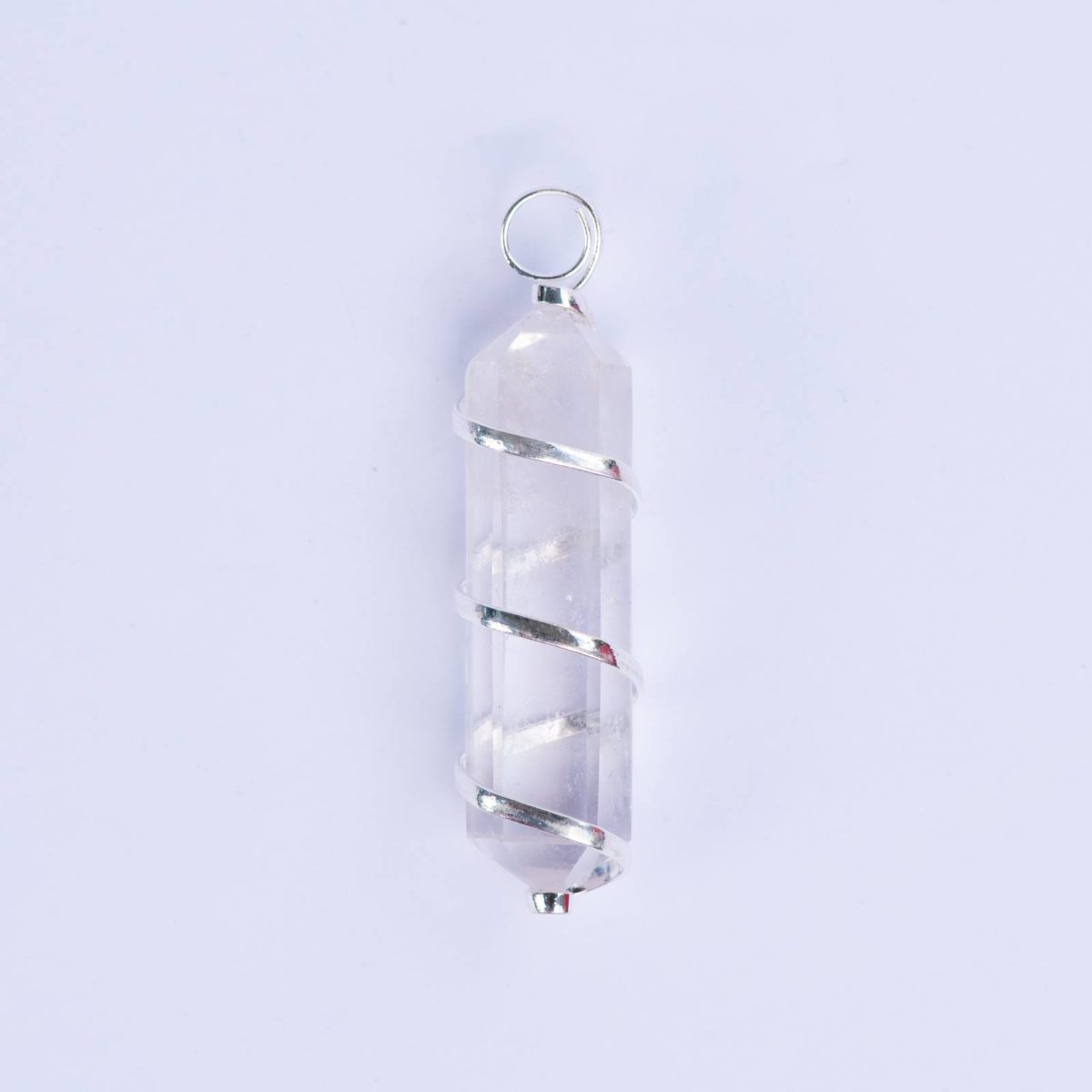 clear quartz silver wrapped point pendant