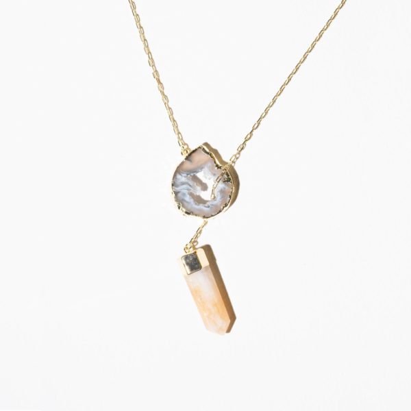 agate slice citrine point necklace