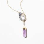 agate slice amethyst point necklace