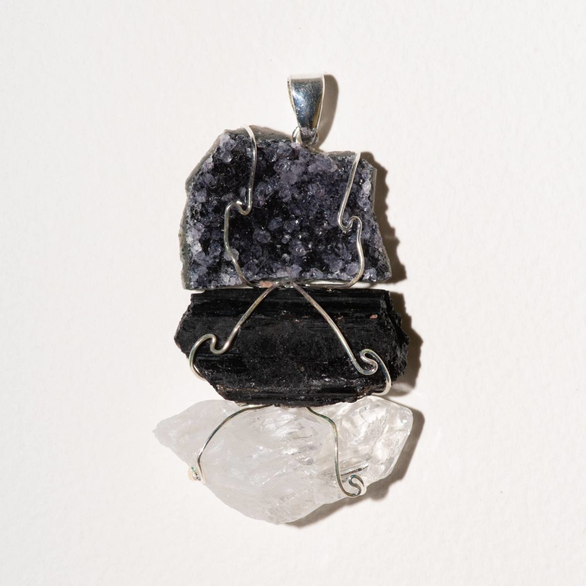 triple rough stone pendant