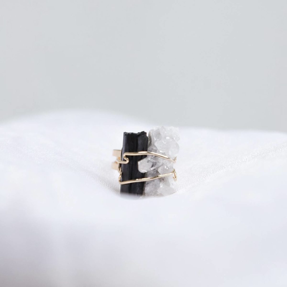 clearquartz/blacktourmaline ring