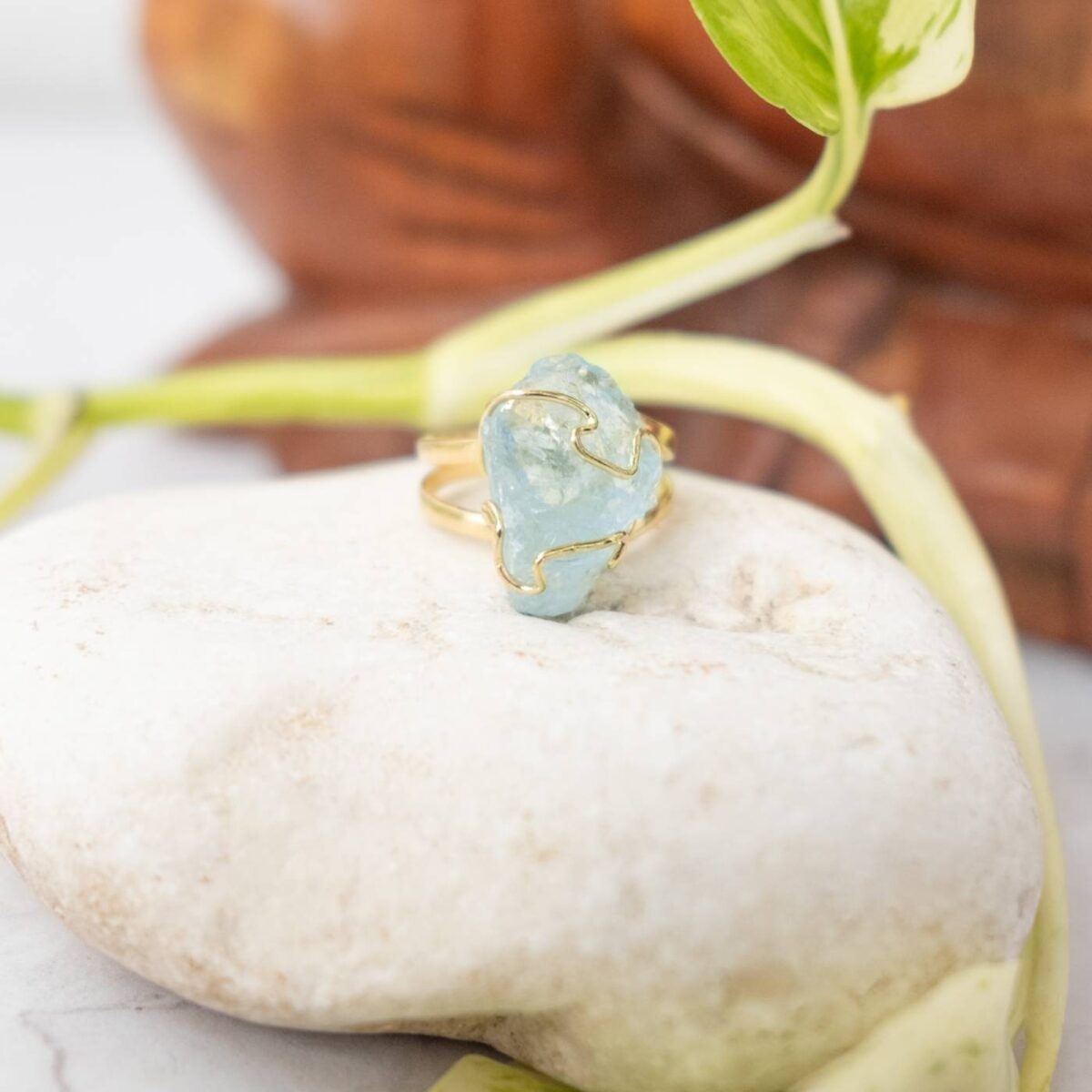 raw aquamarine ring