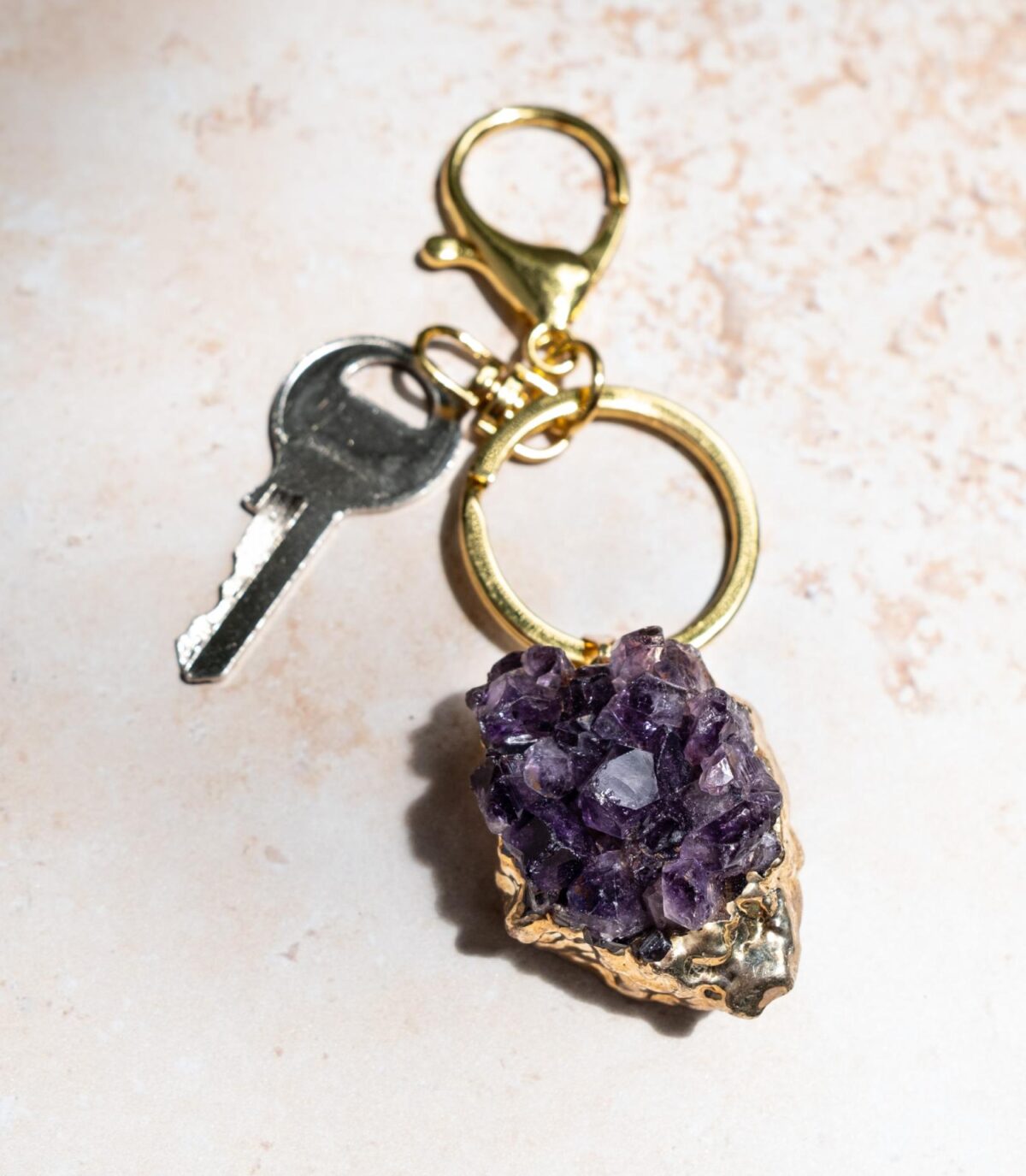 amethyst druzy keychain gf