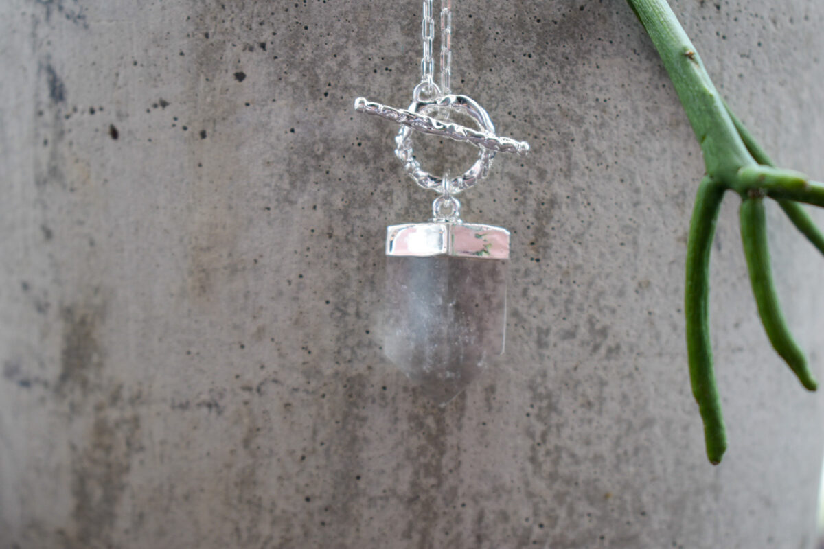 smoky quartz point necklace