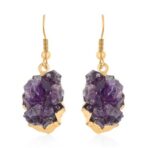 amethyst druzy plated earrings