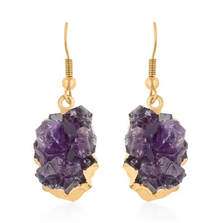 amethyst druzy plated earrings