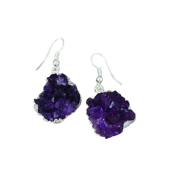 amethyst druzy plated earrings