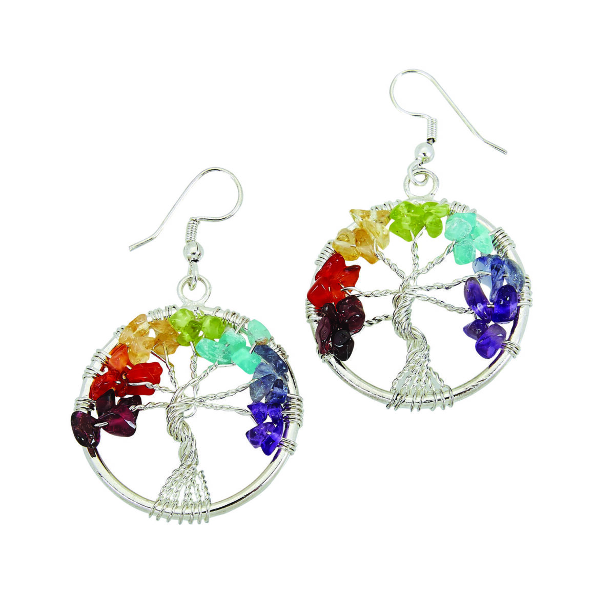 7 chakra tree of life earrings