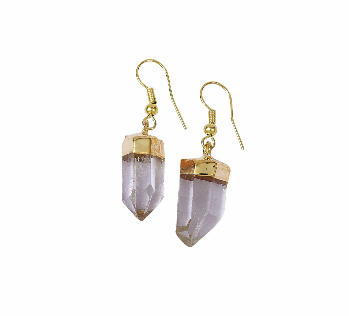 smoky quartz rough point plated earrings