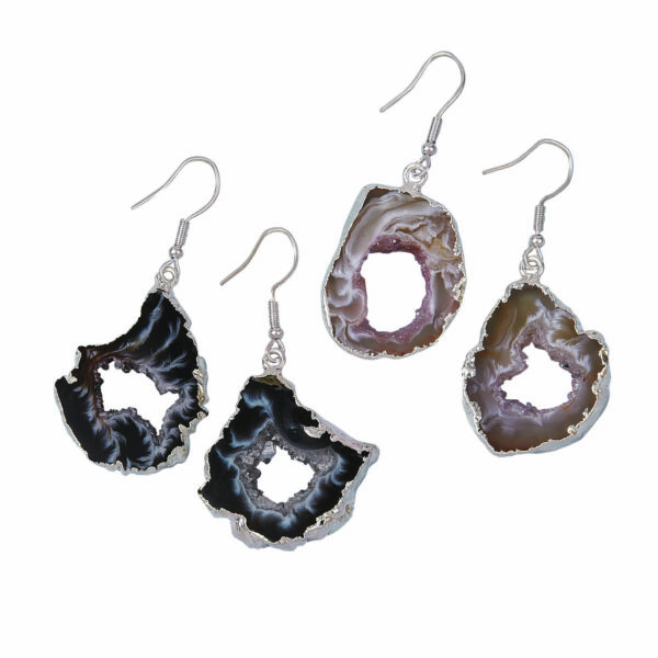 agate druzy plated earrings