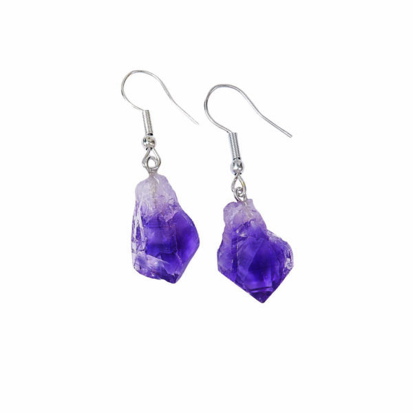 amethyst rough stone earrings