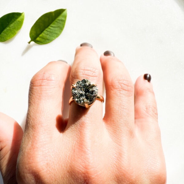 Pyrite Round Adjustable Ring