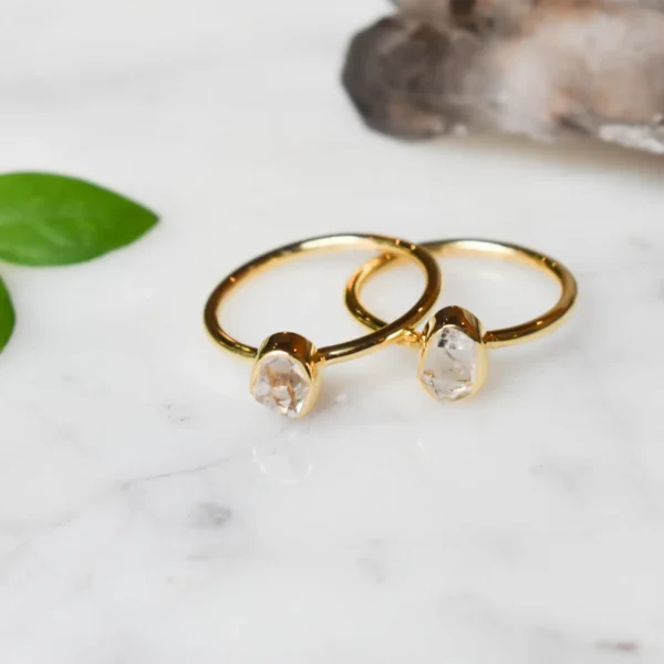 Herkimer Diamond 18 Karat Gold Filled Ring